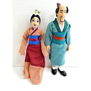 Disney Deagostini Figurines Mulan & Fa Zhou RARE Porcelain Warrior & Girl Dolls